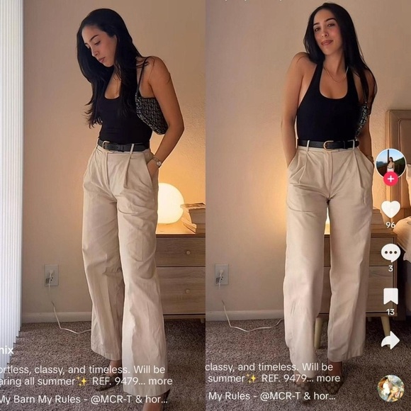 Zara Straight Cut Pleated Pants Size S - Picture 2 of 9